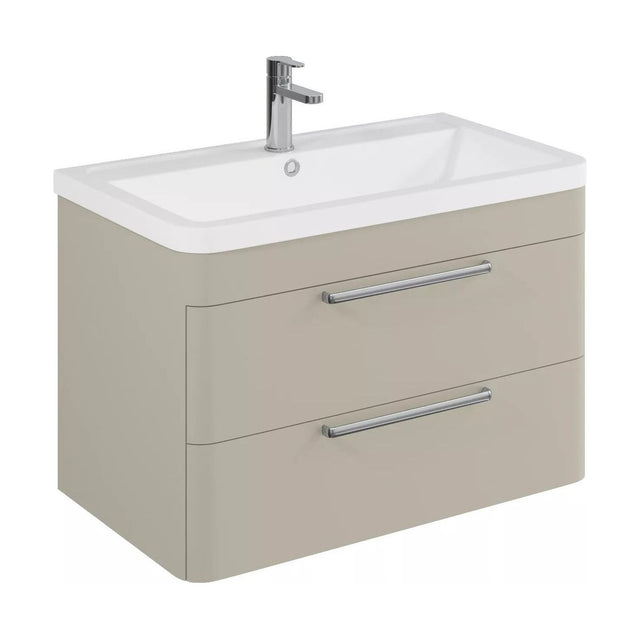 [BFGE3205A] Balterley Contemporary Bathroom Wall Hung Vanity Basin Unit with 2 Drawers & 1 Tap Hole Ceramic Basin, Pebble Grey, 800mm - Cutout