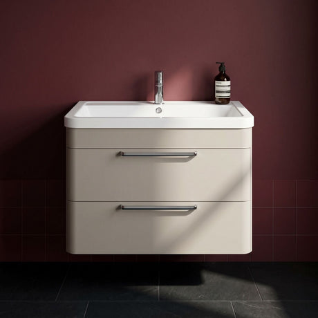 [BFGE3205A] Calwich Contemporary Bathroom Wall Hung Vanity Unit with 2 Soft Close Drawers & 1 Tap Hole Basin, Choice of Size/Colour/Basin Type - Silo