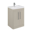 [BFGE3210A] Balterley Contemporary Bathroom Floor Standing Vanity Basin Unit with 2 Doors & 1 Tap Hole Ceramic Basin, Pebble Grey, 600mm - Cutout