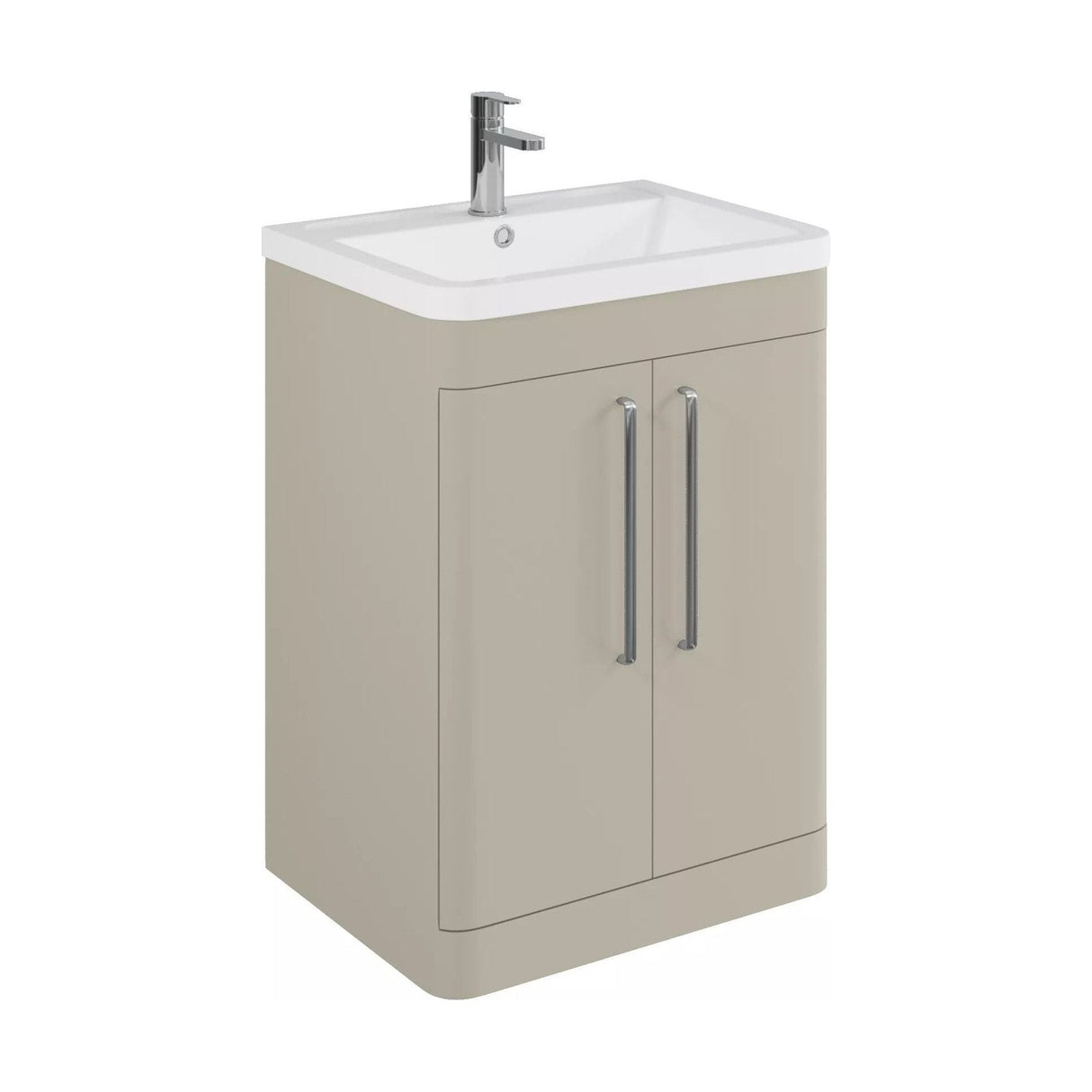 [BFGE3210] Calwich Contemporary Bathroom Floor Standing Vanity with 2 Soft Close Doors & 1 Tap Hole Basin, 600mm, Choice of Colour and Basin Type - Cutout