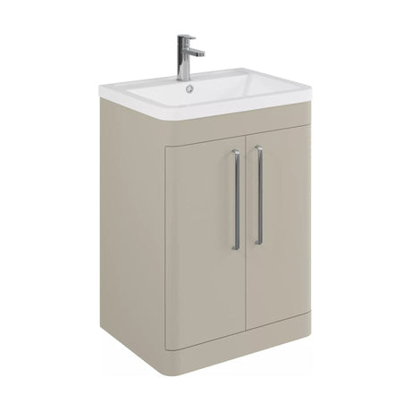 [BFGE3210] Balterley Contemporary Bathroom Floor Standing Vanity Basin Unit with 2 Doors & 1 Tap Hole Polymarble Basin, Pebble Grey, 600mm - Cutout