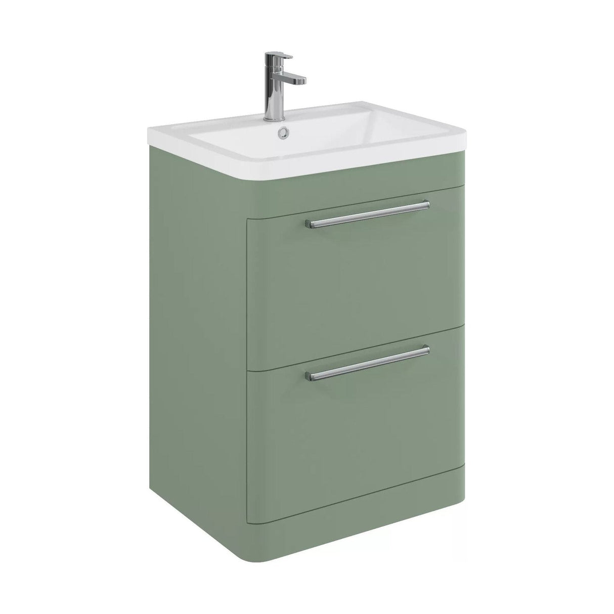 [BFGE801] Calwich Contemporary Bathroom Floor Standing Vanity Basin Unit with 2 Drawers & 1 Tap Hole Basin, Choice of Size/Colour/Basin Type - Cutout