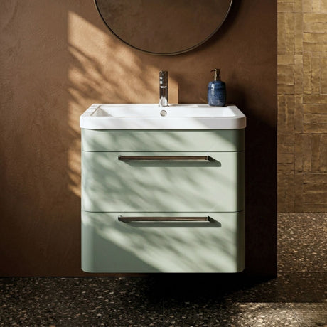[BFGE802] Calwich Contemporary Bathroom Wall Hung Vanity Unit with 2 Soft Close Drawers & 1 Tap Hole Basin, Choice of Size/Colour/Basin Type - Silo