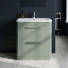 [BFGE804A] Calwich Contemporary Bathroom Floor Standing Vanity Basin Unit with 2 Drawers & 1 Tap Hole Basin, Choice of Size/Colour/Basin Type - Silo