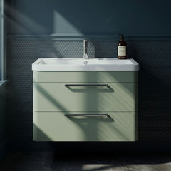 [BFGE805A] Calwich Contemporary Bathroom Wall Hung Vanity Unit with 2 Soft Close Drawers & 1 Tap Hole Basin, Choice of Size/Colour/Basin Type - Silo