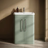 [BFGE810] Calwich Contemporary Bathroom Floor Standing Vanity with 2 Soft Close Doors & 1 Tap Hole Basin, 600mm, Choice of Colour and Basin Type - Silo