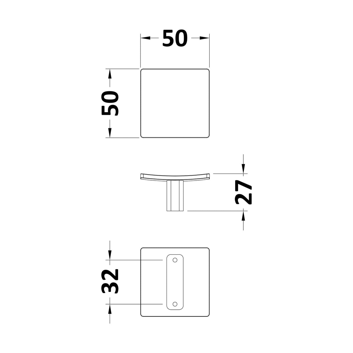 [BFH421] Balterley Knob Furniture Handle - Matt Black - Technical Drawing