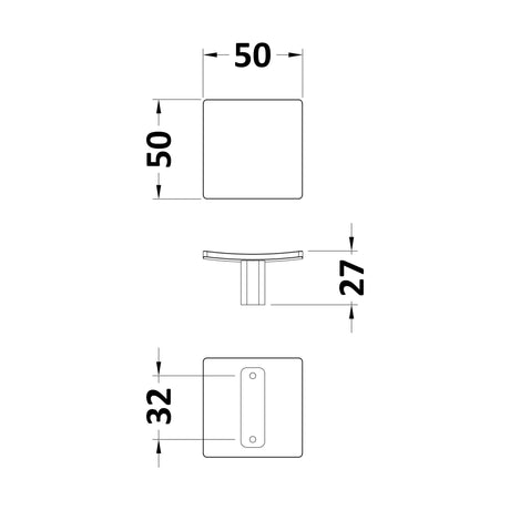 [BFH721] Balterley Knob Furniture Handle - Brushed Pewter - Technical Drawing