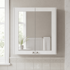 [BFHE117] Butterton Traditional Wall Mounted Mirror Cabinet with 2 Soft Close Doors and Shelf, 600mm, Choice of Colour
