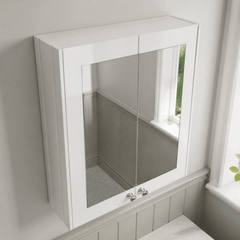 [BFHE117] Butterton Traditional Wall Mounted Mirror Cabinet with 2 Soft Close Doors and Shelf, 600mm, Choice of Colour