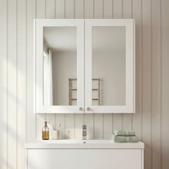 [BFHE117] Butterton Traditional Wall Mounted Mirror Cabinet with 2 Soft Close Doors and Shelf, 600mm, Choice of Colour - Silo