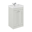 [BFHE123A] Balterley 500mm Floor Standing 2 Door Unit with Classic Basin 1 Tap Hole - Satin White - Cutout