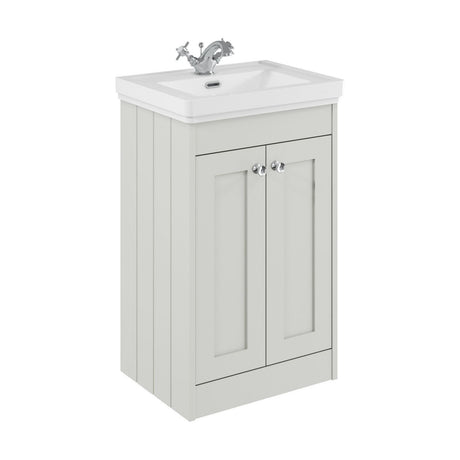 [BFHE123A] Balterley 500mm Floor Standing 2 Door Unit with Classic Basin 1 Tap Hole - Satin White - Cutout
