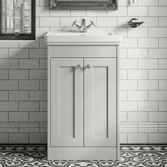[BFHE123A] Butterton Floor Standing 2 Door Vanity Unit with Classic Basin 1 Tap Hole, Choice of Size and Colour - Silo