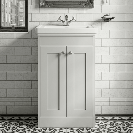 [BFHE123A] Butterton Floor Standing 2 Door Vanity Unit with Classic Basin 1 Tap Hole, Choice of Size and Colour - Silo
