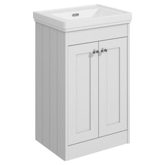 [BFHE123H] Butterton Floor Standing 2 Door Vanity Unit with Classic Basin, No Tap Hole, Choice of Size and Colour - Cutout