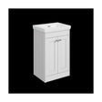 [BFHE123H] Balterley 500mm Floor Standing 2 Door Unit with Classic Basin, No Tap Hole - Satin White - Cutout