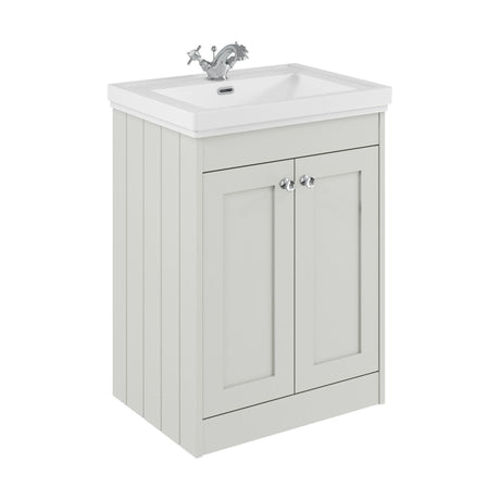 [BFHE125A] Balterley 600mm Floor Standing 2 Door Unit with Classic Basin 1 Tap Hole - Satin White - Cutout