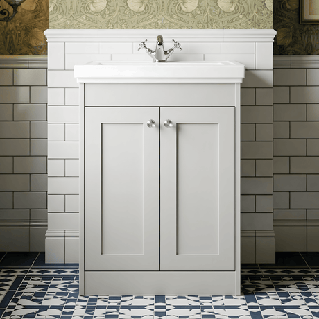 [BFHE125A] Butterton Floor Standing 2 Door Vanity Unit with Classic Basin 1 Tap Hole, Choice of Size and Colour - Silo