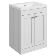 [BFHE125K] Butterton Floor Standing 2 Door Vanity Unit with Minimalist Basin No Tap Hole, Choice of Size and Colour - Cutout