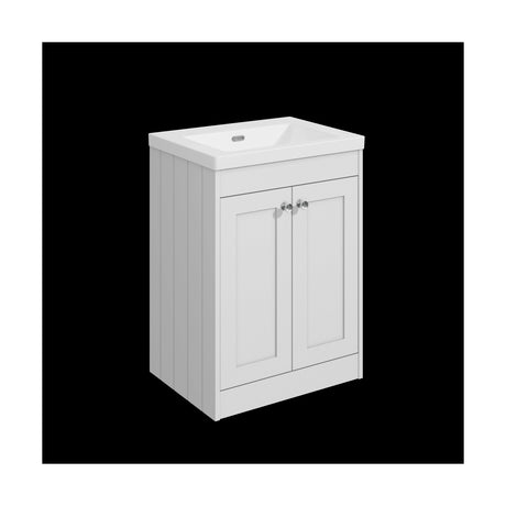[BFHE125K] Balterley 600mm Floor Standing 2 Door Unit with Minimalist Basin No Tap Hole - Satin White - Cutout