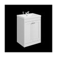 [BFHE125M] Balterley 600mm Floor Standing 2 Door Unit with Minimalist Basin 3 Tap Hole - Satin White - Cutout