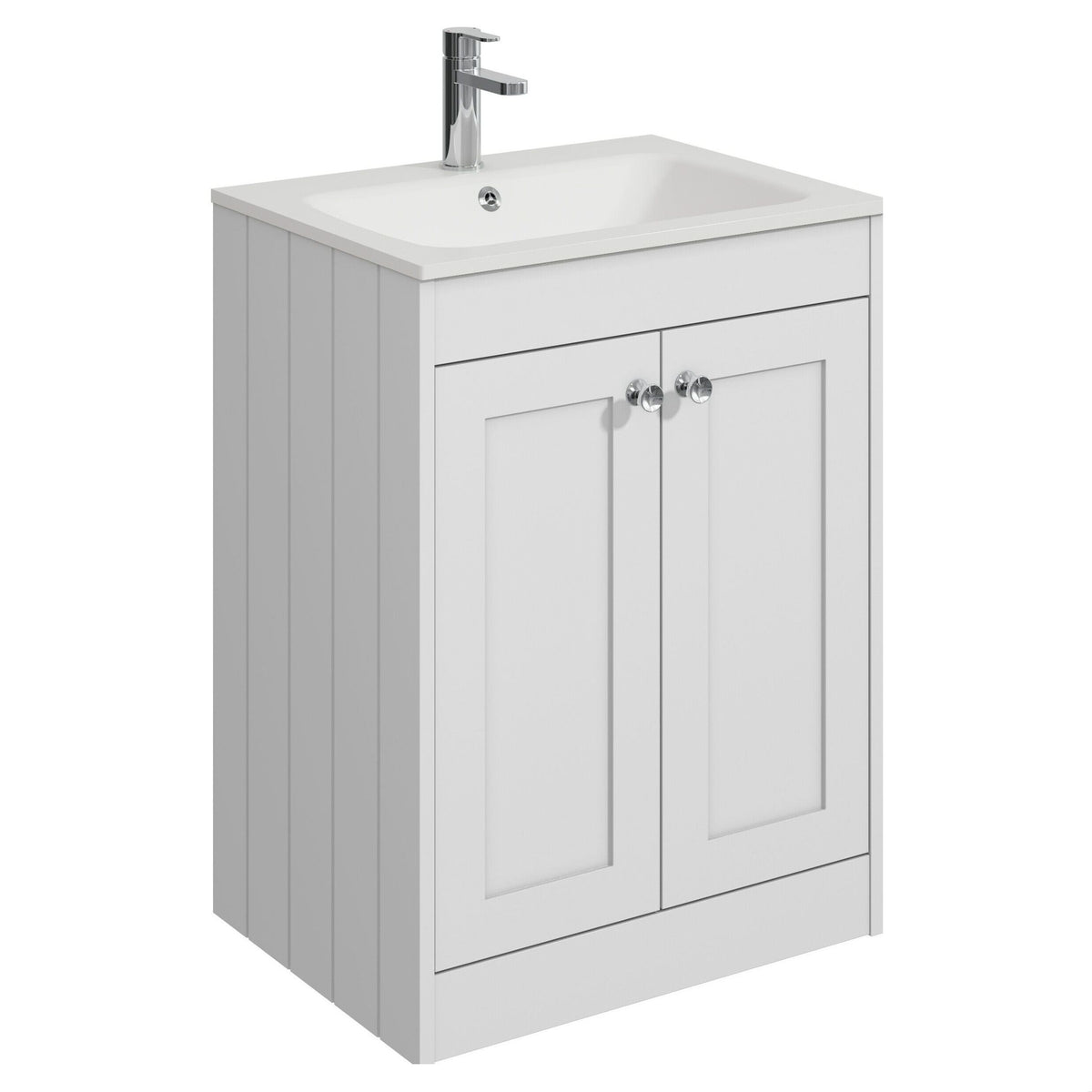 [BFHE125P] Butterton Traditional 2 Door Floor Standing Vanity Unit with Stone Basin, Choice of Size and Colour - Cutout