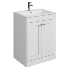[BFHE125P] Butterton Traditional 2 Door Floor Standing Vanity Unit with Stone Basin, Choice of Size and Colour - Cutout