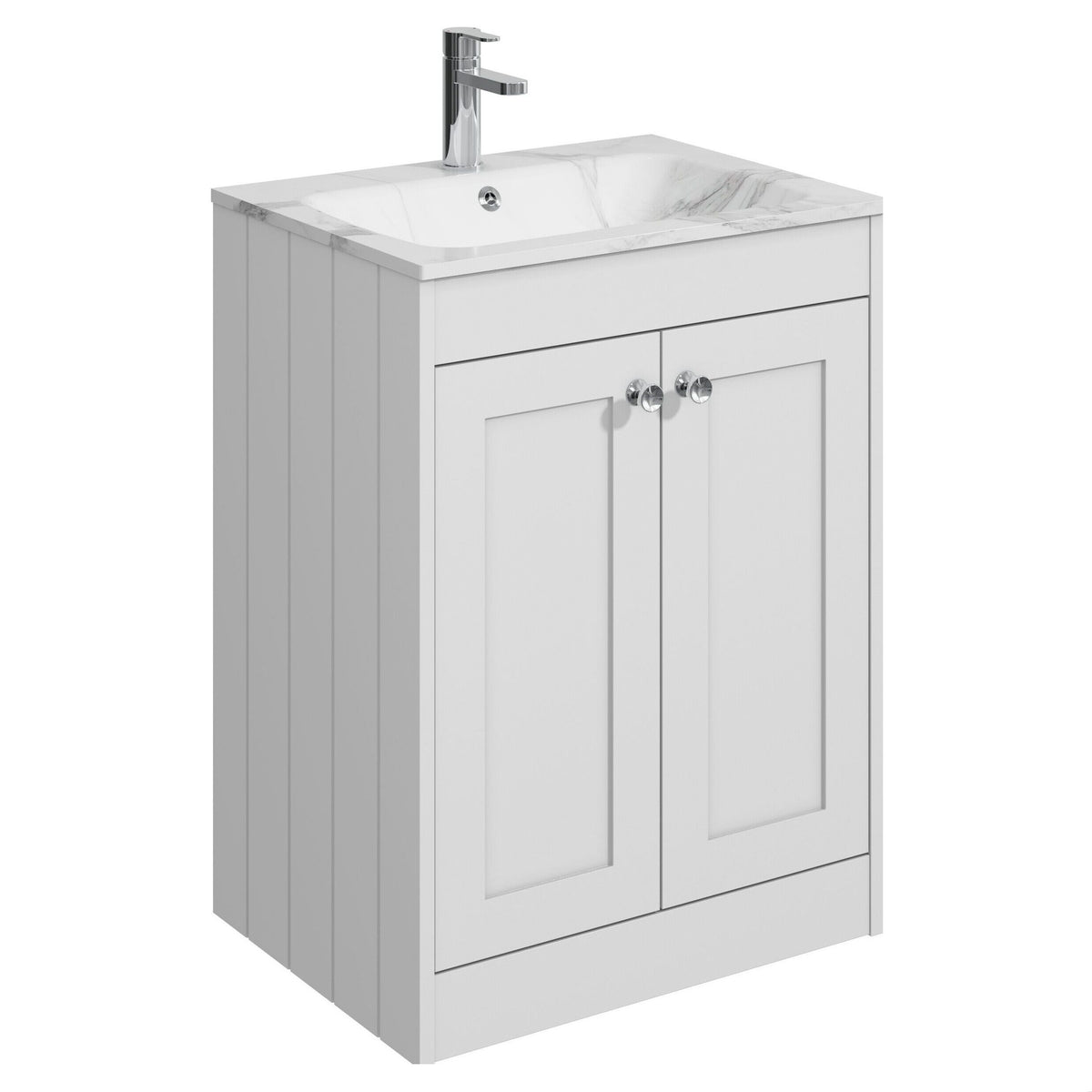 [BFHE125Q] Butterton Traditional 2 Door Floor Standing Vanity Unit with Stone Basin, Choice of Size and Colour - Cutout