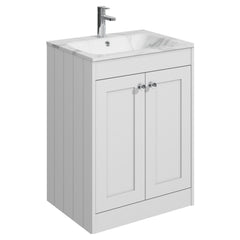 [BFHE125Q] Butterton Traditional 2 Door Floor Standing Vanity Unit with Stone Basin, Choice of Size and Colour - Cutout