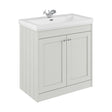 [BFHE126A] Balterley 800mm Floor Standing 2 Door Unit with Classic Basin 1 Tap Hole - Satin White - Cutout