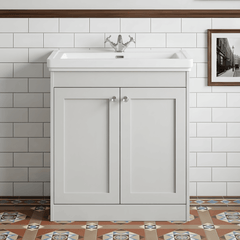 [BFHE126A] Butterton Floor Standing 2 Door Vanity Unit with Classic Basin 1 Tap Hole, Choice of Size and Colour - Silo