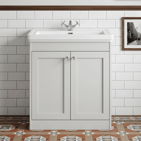 [BFHE126A] Butterton Floor Standing 2 Door Vanity Unit with Classic Basin 1 Tap Hole, Choice of Size and Colour - Silo