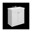 [BFHE126B] Balterley 800mm Floor Standing 2 Door Unit with Classic Basin 3 Tap Hole - Satin White - Cutout