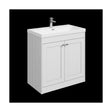 [BFHE126E] Balterley 800mm Floor Standing 2 Door Unit with Thin Edge Basin 1 Tap Hole - Satin White - Cutout