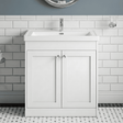 [BFHE126E] Balterley 800mm Floor Standing 2 Door Unit with Thin Edge Basin 1 Tap Hole - Satin White - Silo