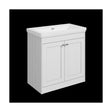 [BFHE126H] Balterley 800mm Floor Standing 2 Door Unit with Classic Basin No Tap Hole - Satin White - Cutout