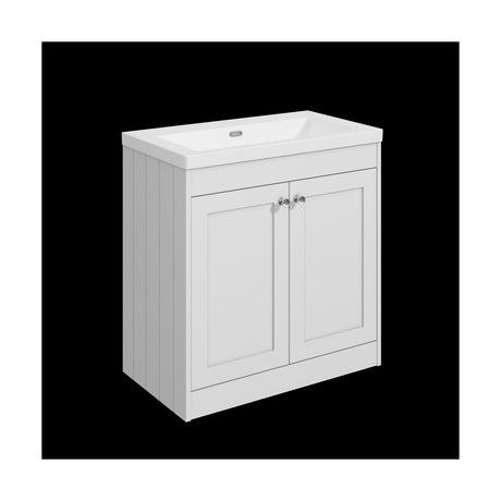 [BFHE126K] Balterley 800mm Floor Standing 2 Door Unit with Minimalist Basin No Tap Hole - Satin White - Cutout