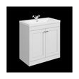 [BFHE126L] Balterley 800mm Floor Standing 2 Door Unit with Minimalist Basin 1 Tap Hole - Satin White - Cutout
