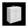 [BFHE126M] Balterley 800mm Floor Standing 2 Door Unit with Minimalist Basin 3 Tap Hole - Satin White - Cutout
