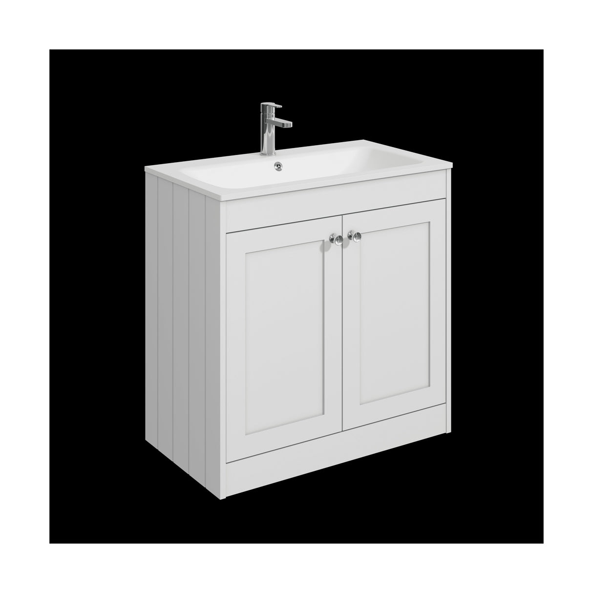 [BFHE126P] Balterley 800mm Floor Standing 2 Door Unit with Stone Basin 1 Tap Hole - Satin White - Cutout