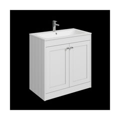 [BFHE126P] Balterley 800mm Floor Standing 2 Door Unit with Stone Basin 1 Tap Hole - Satin White - Cutout