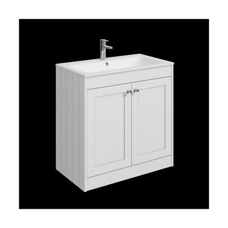 [BFHE126P] Balterley 800mm Floor Standing 2 Door Unit with Stone Basin 1 Tap Hole - Satin White - Cutout