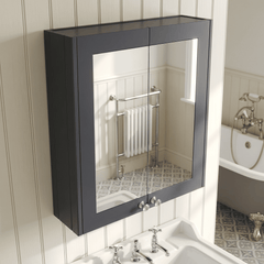 [BFHE1417] Butterton Traditional Wall Mounted Mirror Cabinet with 2 Soft Close Doors and Shelf, 600mm, Choice of Colour