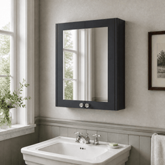 [BFHE1417] Butterton Traditional Wall Mounted Mirror Cabinet with 2 Soft Close Doors and Shelf, 600mm, Choice of Colour