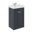 [BFHE1423A] Balterley 500mm Floor Standing 2 Door Unit with Classic Basin 1 Tap Hole - Satin Dark Grey - Cutout