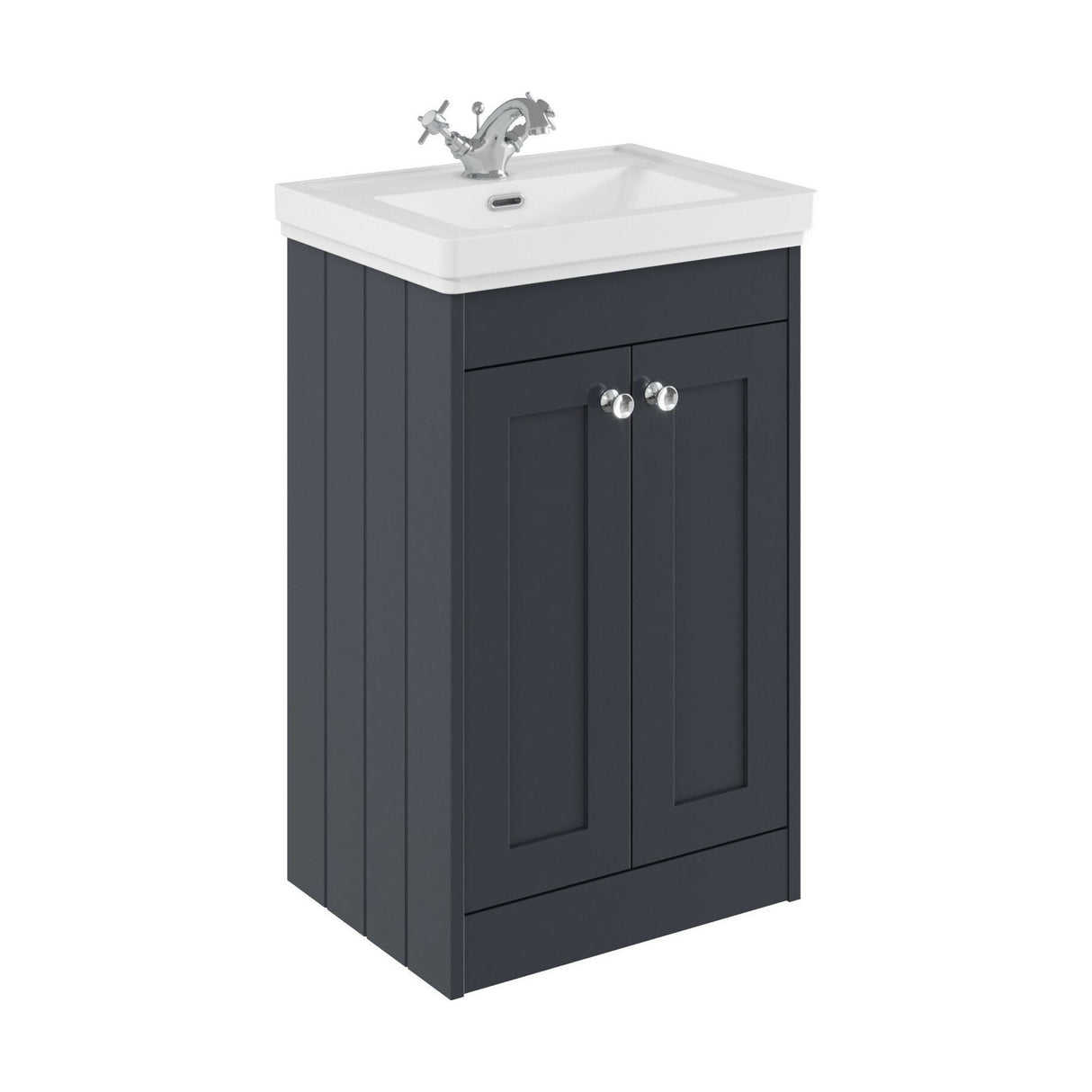 [BFHE1423A] Balterley 500mm Floor Standing 2 Door Unit with Classic Basin 1 Tap Hole - Satin Dark Grey - Cutout
