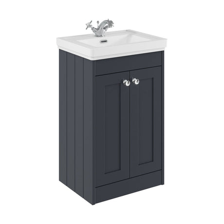[BFHE1423A] Balterley 500mm Floor Standing 2 Door Unit with Classic Basin 1 Tap Hole - Satin Dark Grey - Cutout