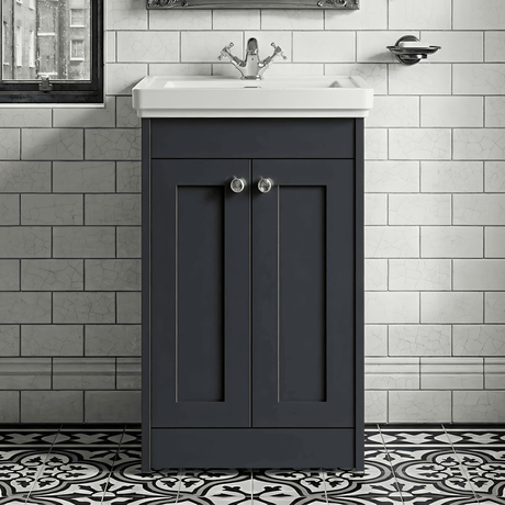 [BFHE1423A] Butterton Floor Standing 2 Door Vanity Unit with Classic Basin 1 Tap Hole, Choice of Size and Colour - Silo