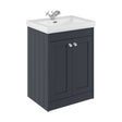 [BFHE1425A] Balterley 600mm Floor Standing 2 Door Unit with Classic Basin 1 Tap Hole - Satin Dark Grey - Cutout